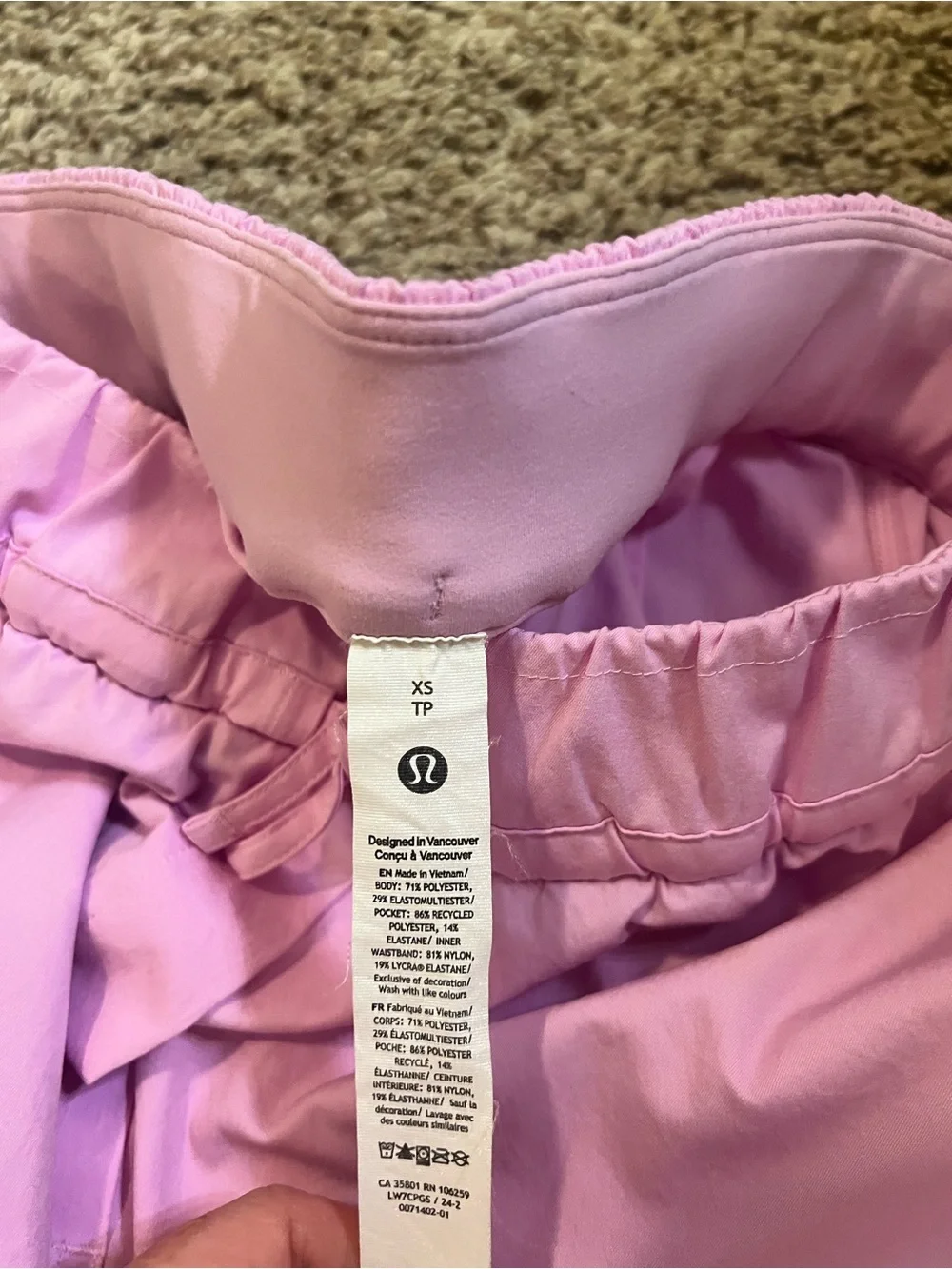 lululemon athletica Light Pink Elastic Drawcord Athletic Shorts